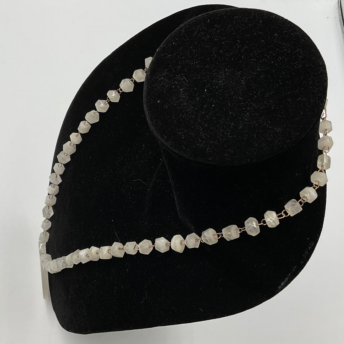 White Stone Face Design Necklace
