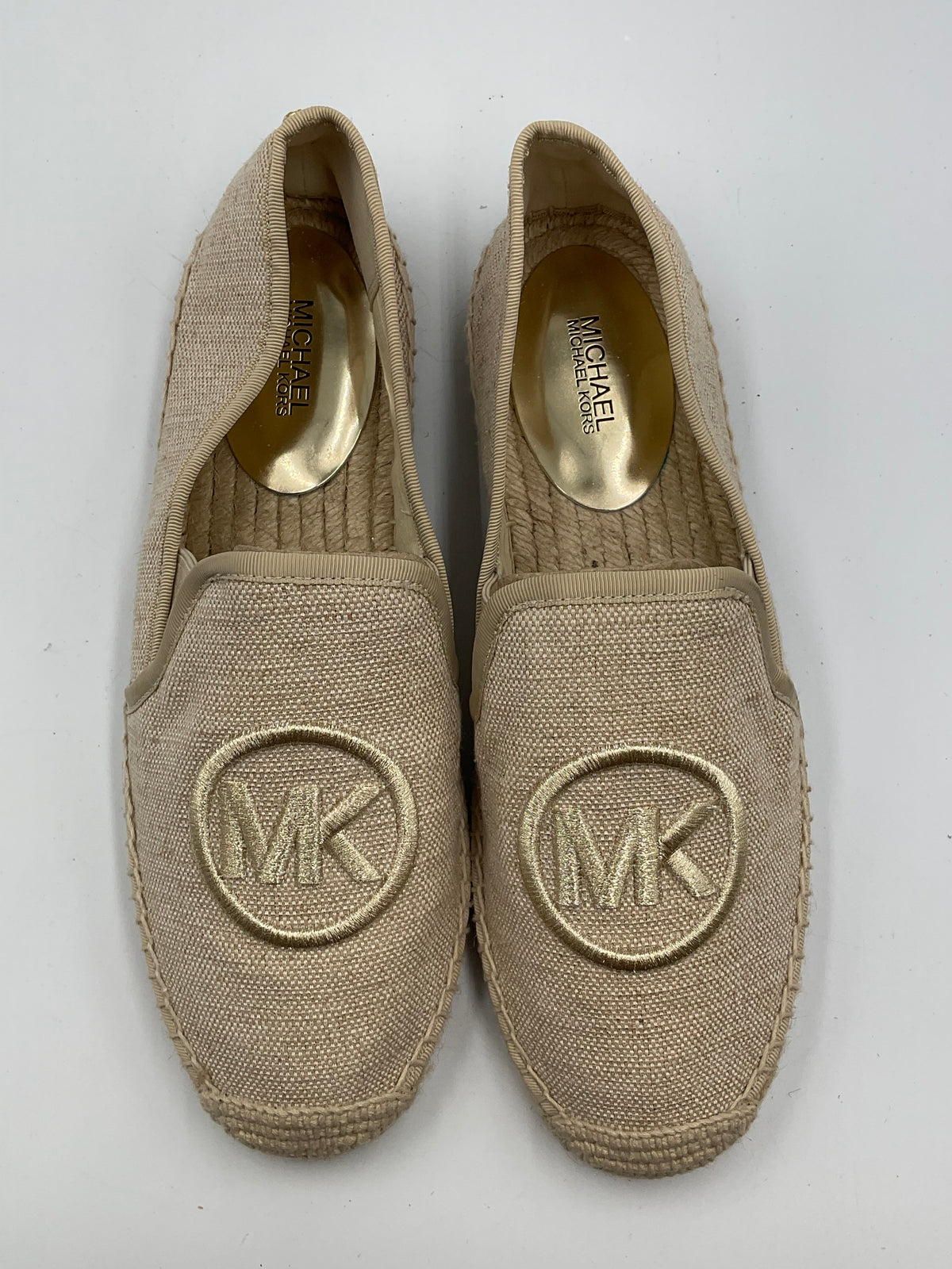 Michael Kors MK Logo Espadrilla Loafers Beige Womans 9.5 Slip On