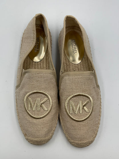 Michael Kors MK Logo Espadrilla Loafers Beige Womans 9.5 Slip On