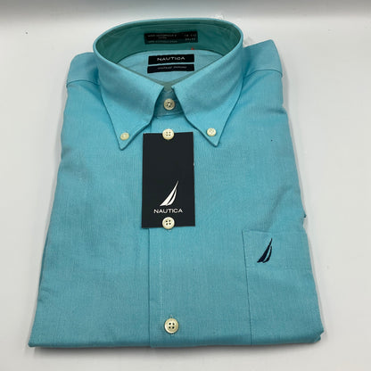 Nautica Men's Dress Shirt Aqua Blue Size L 16.5 34/35 New with Tags