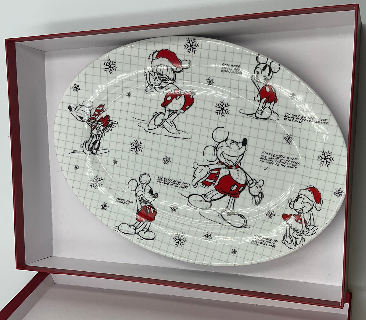Disney Mickey Mouse and Friends Winter Oval Serving Platter with Box
