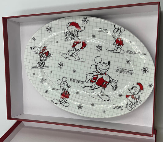 Disney Mickey Mouse and Friends Winter Oval Serving Platter with Box