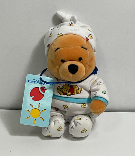 Newborn Baby Infant Winnie the Pooh Bear Vintage Mini Beanbag Beanie Plush Disney Store Collectible