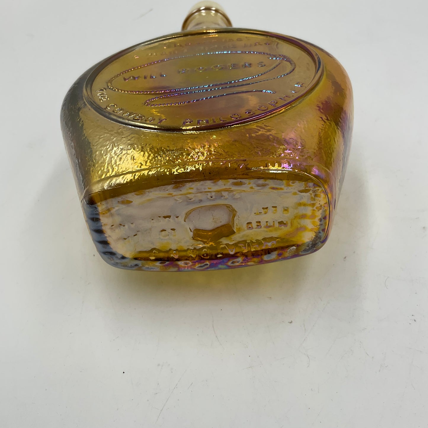 Vintage 1969 Wheaton Amber Carnival Glass Bottle
