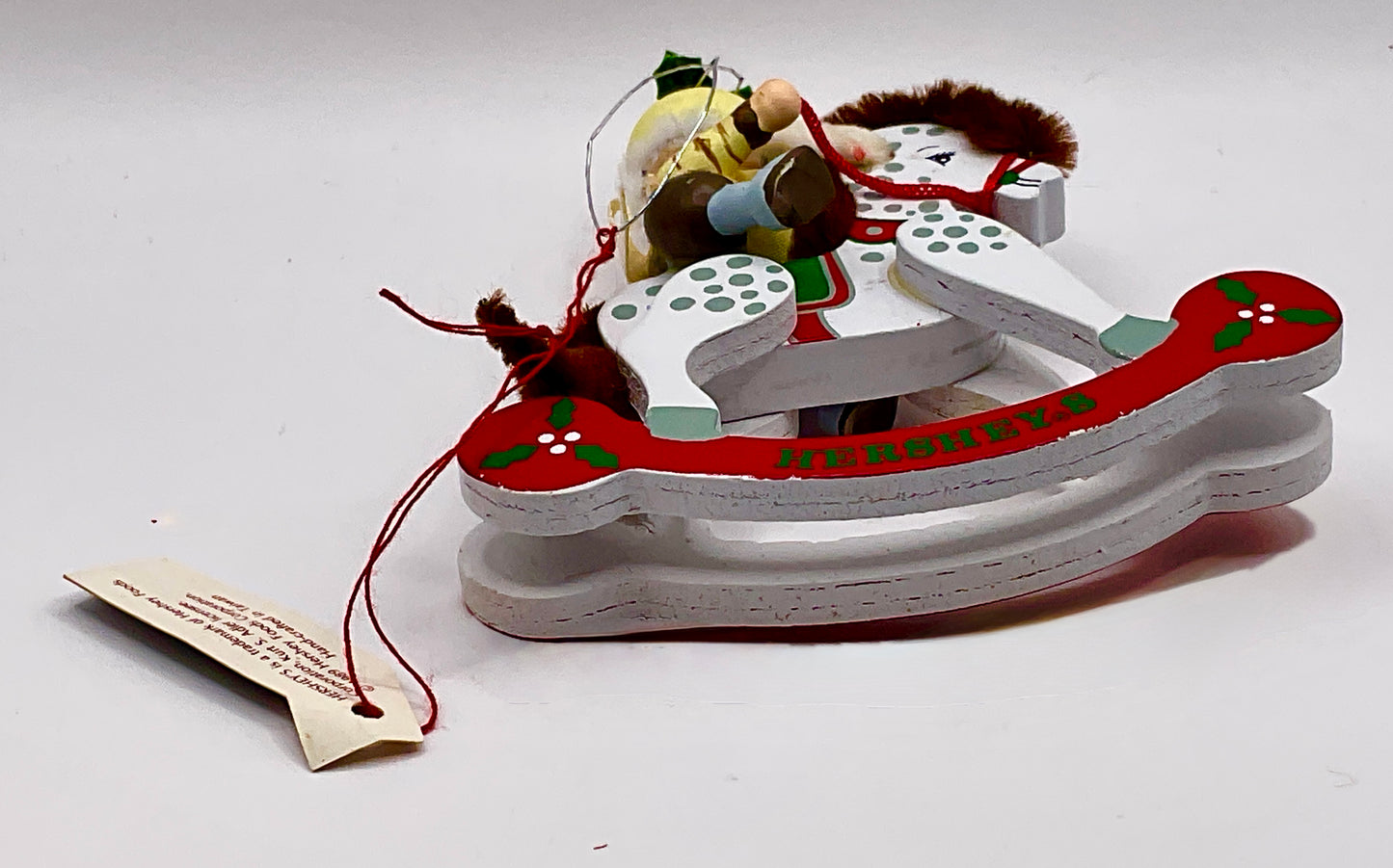 Vintage Hershey's Kurts Adler Christmas Elf On Rocking Horse Ornament
