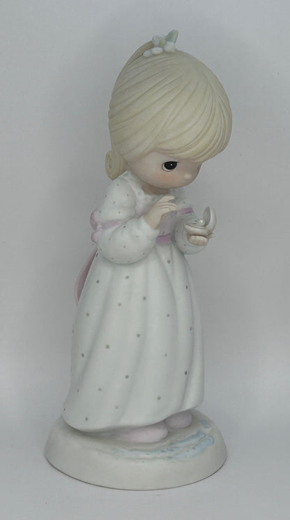 Precious Moments Vintage 1987 We Are All Precious in His Sight Hand Painted Porcelain Collectible Figurine Original Box Mint