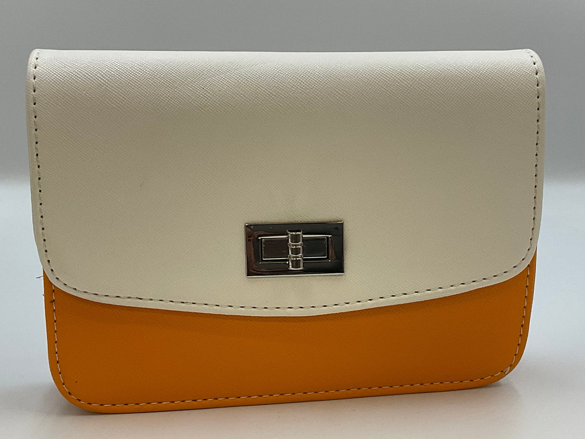 Boutique to U Crossbody Clutch Handbag Ecru Orange Edgy