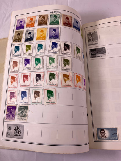 Traveler Stamp Album for International Postage Stamp Collectors Partially Full Incomplete