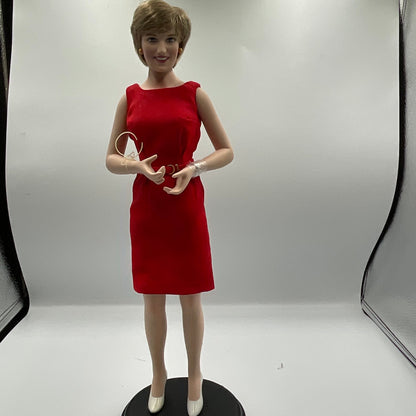 Danbury Mint Diana Princess Of Wales Porcelain Doll With Red Sleeveles Dress