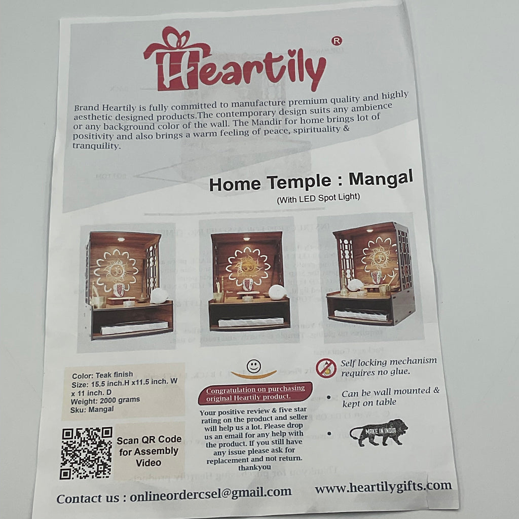 Heartily "Mangal" Wooden Home Mandir Temple