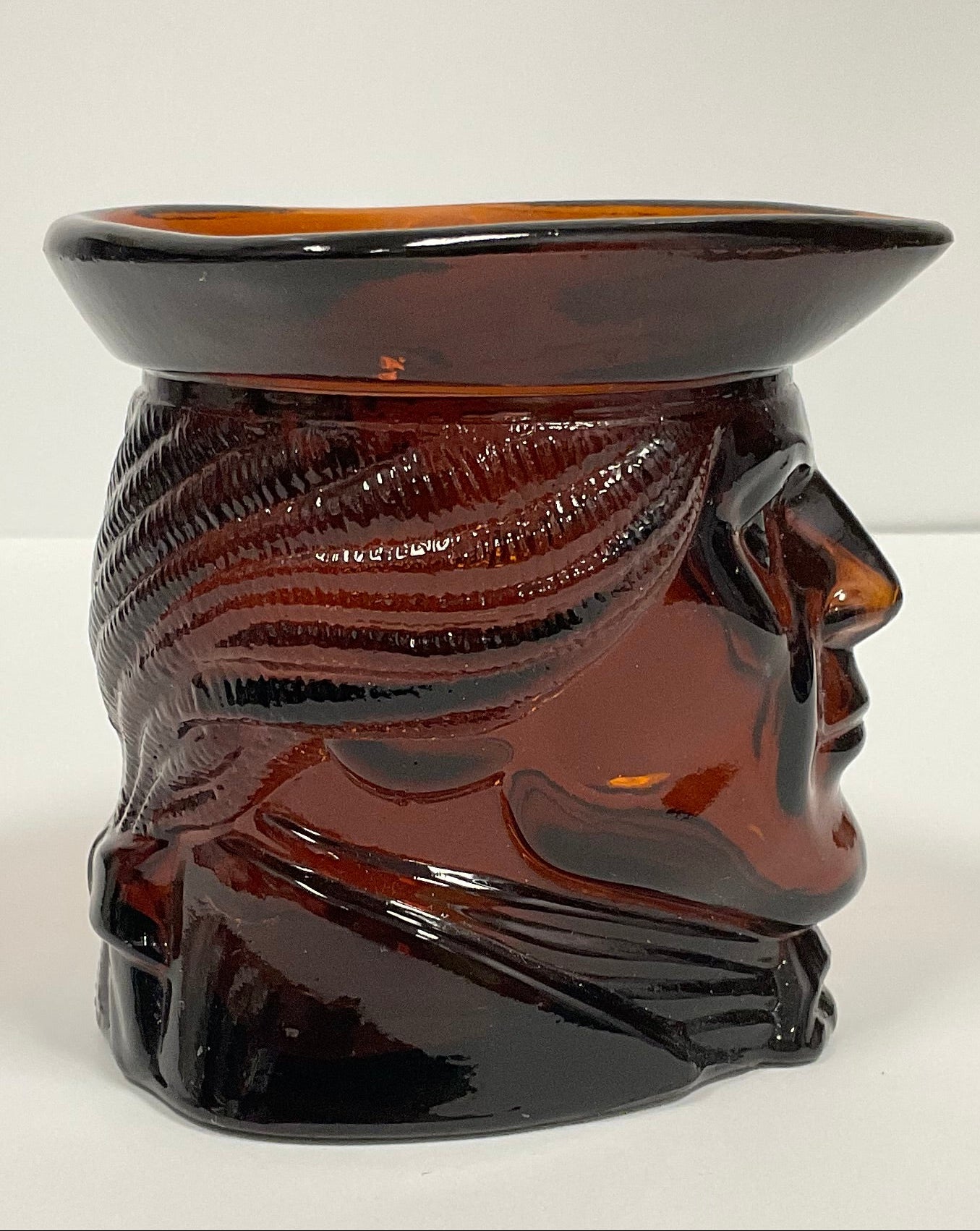 Paul Revere Vintage 1970s Avon Figural Bicentennial Amber Glass Head Candle Holder