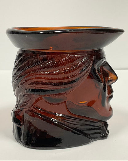 Paul Revere Vintage 1970s Avon Figural Bicentennial Amber Glass Head Candle Holder