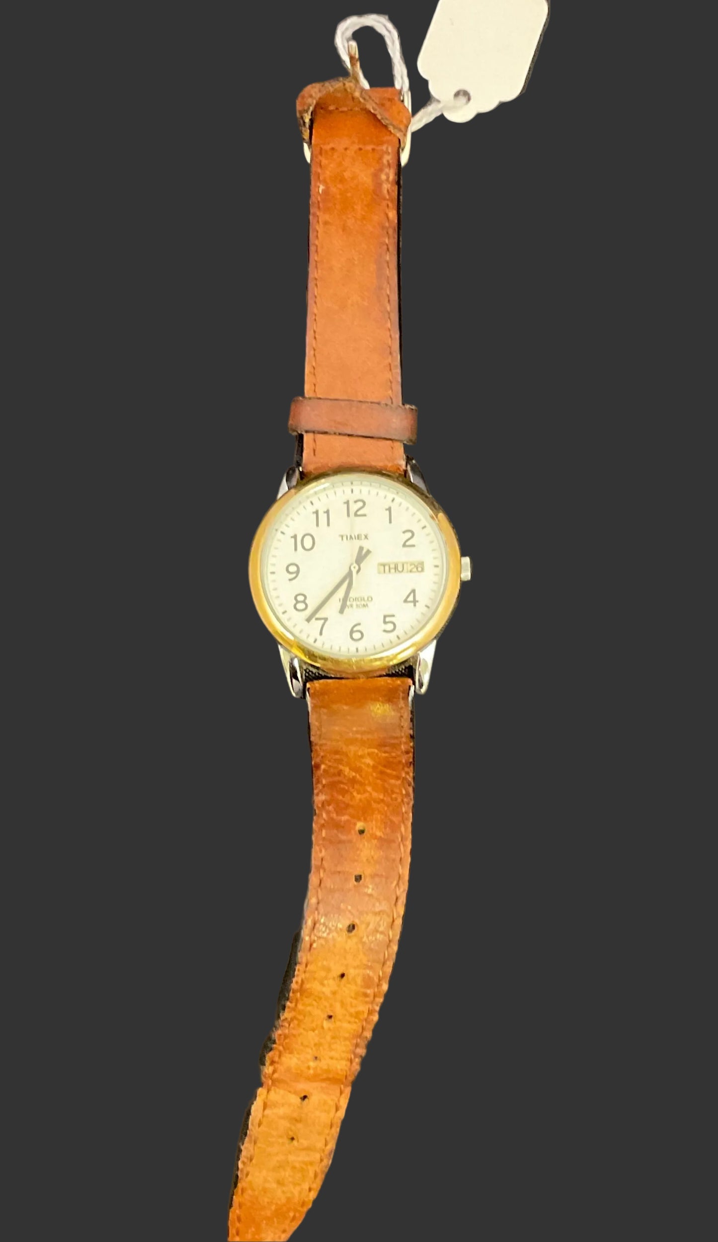 Timex Easy Reader Indiglo Quartz Watch White Dial Tan Leather Strap