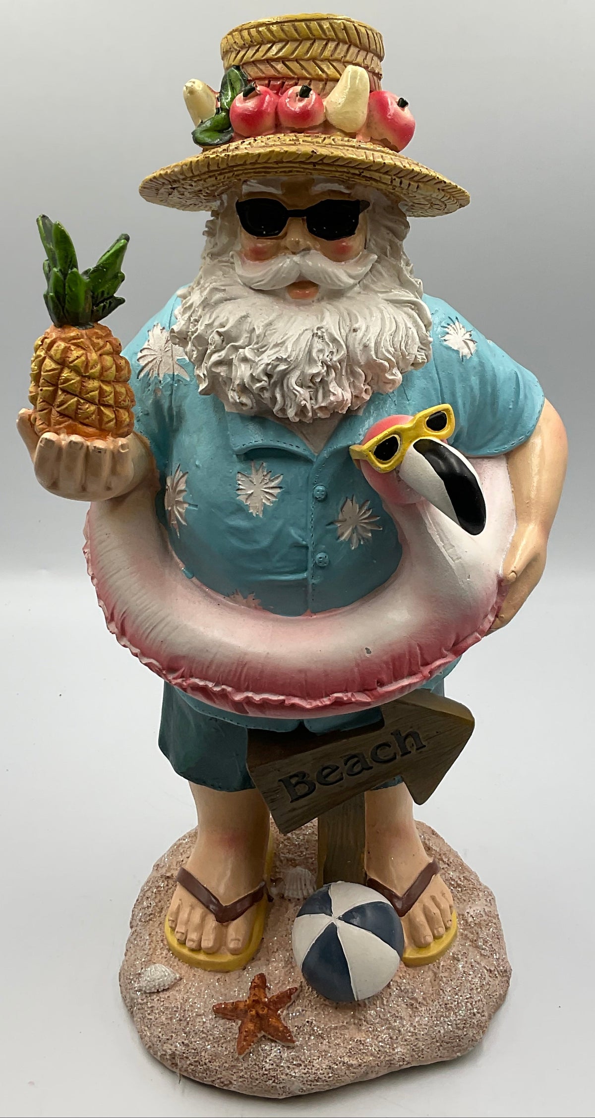Beach Santa Claus Figurine Pineapple Flamingo Float Tropical Coastal Decor