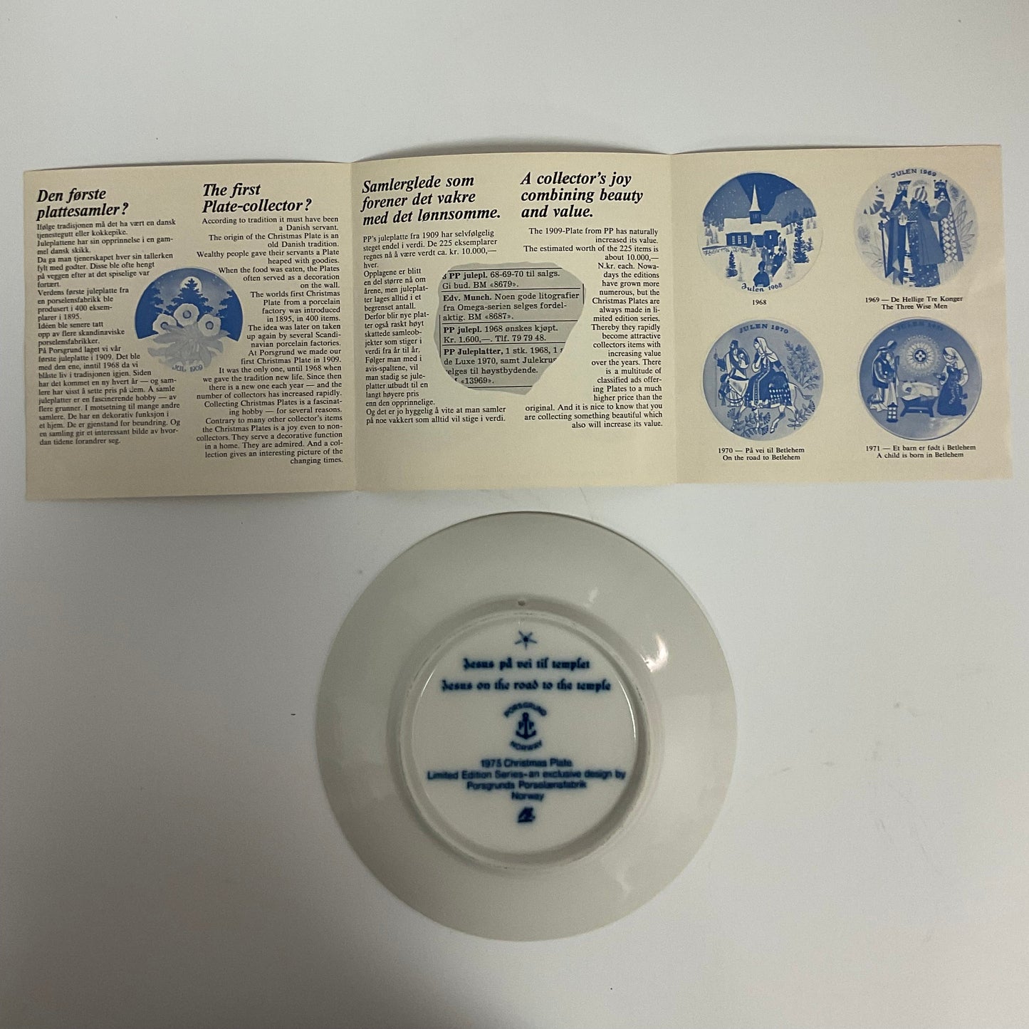 Julen Vintage 1975 Porsgrund Norway Christmas Decorative Wall Plate Original Box