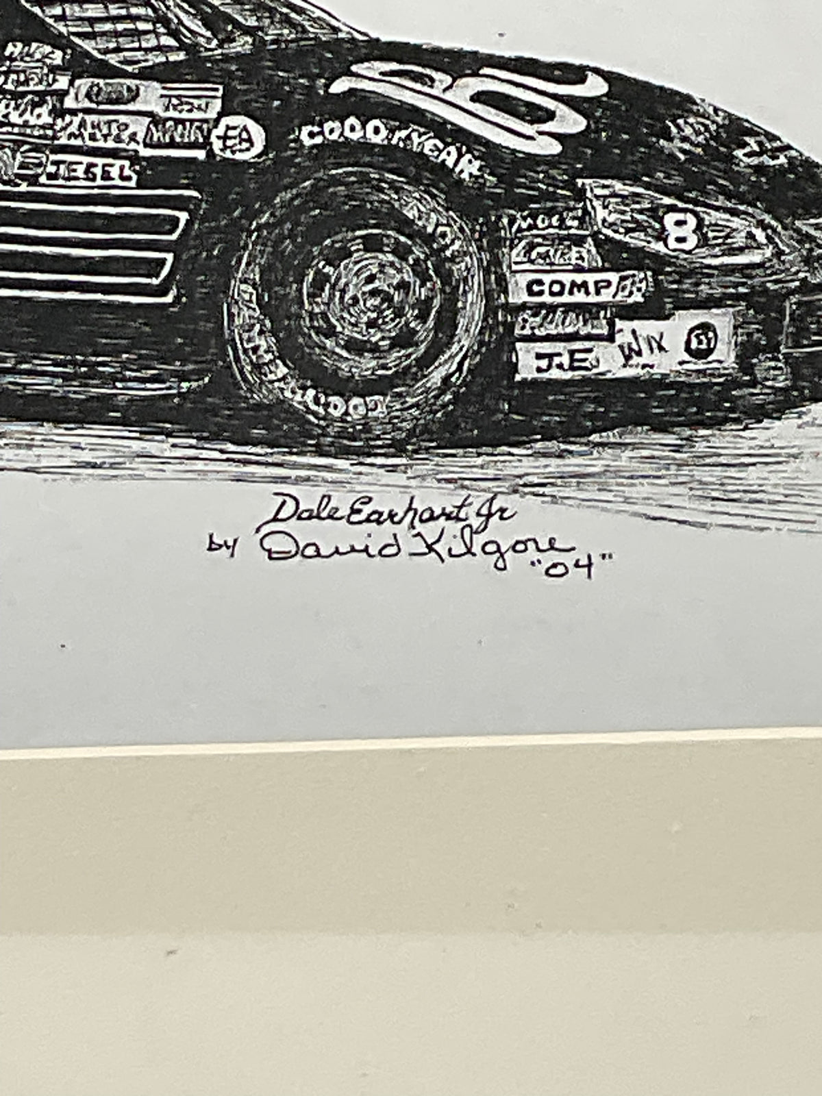 Dale Earnhardt Jr. #8 NASCAR Framed Racing Art Print by David Kilgore 2004