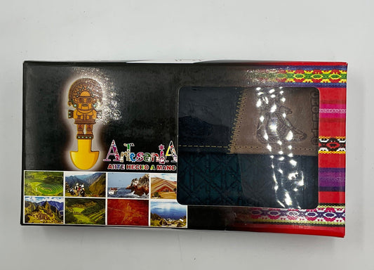 Artesania Peru Handmade Wallet Arte Hecho A Mano Leather in Original Box