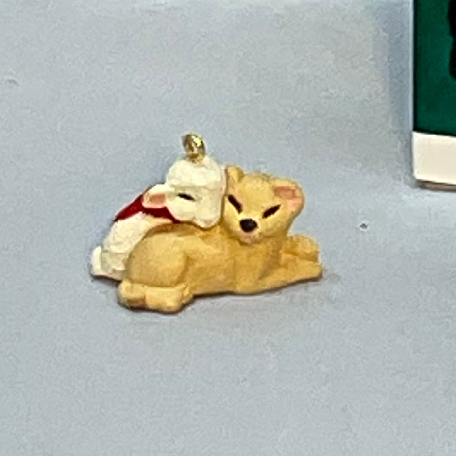 1996 Hallmark Keepsake Miniature Ornaments "Peaceful Christmas" Lamb LION NIB