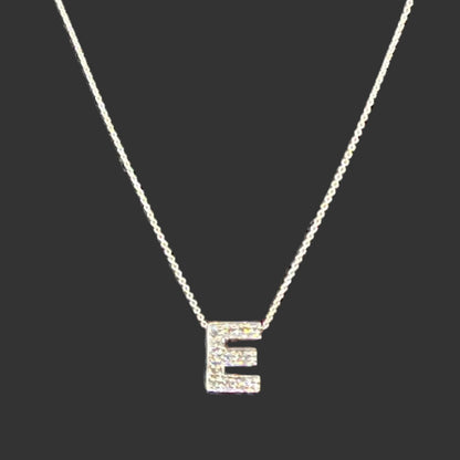 Zales 14K White Gold 18" Chain Necklace 10K White Gold Letter E Charm