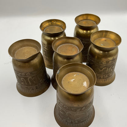 Brass Drinking Tumblers Vintage Made in India Set of 6