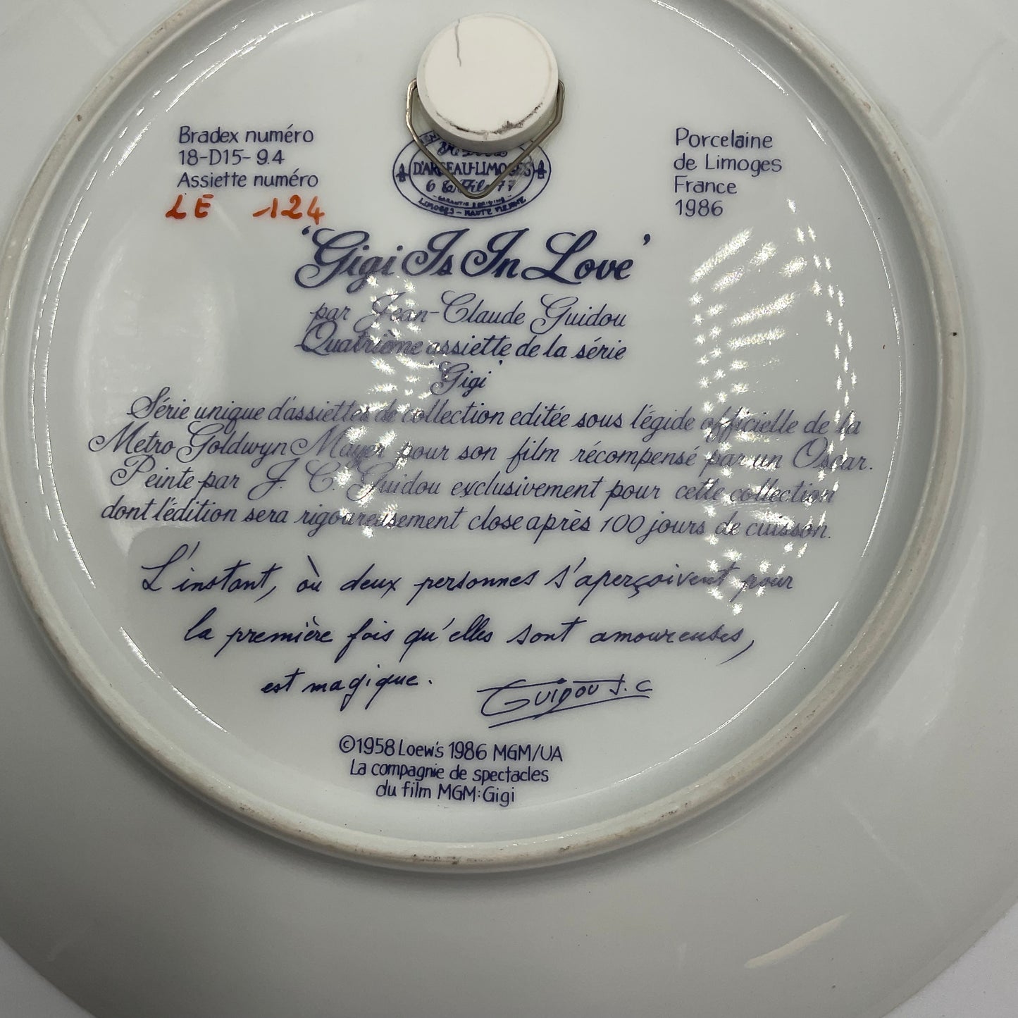 Gigi Is In Love Vintage 1986 Jean Claude-Guidou Fine China Collector’s Plate