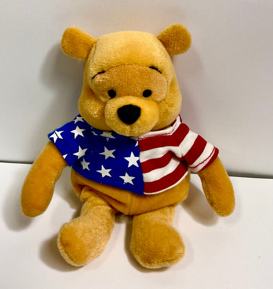 American Flag USA Patriot Winnie the Pooh Vintage Mini Beanie Disney Collectible