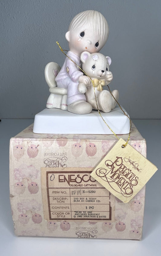 Precious Moments Bear Ye One Anothers Burdens Vintage 1980 Porcelain Figurine Original Box Tags Mint