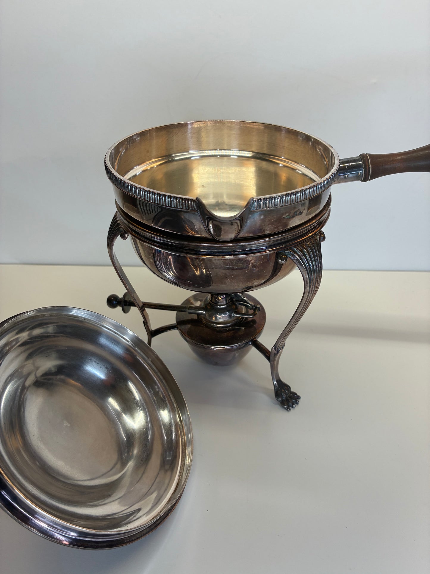 Antique 4 Piece Cavendish Chafing Dish Electroplated Nickle Silver EPNS Made in England