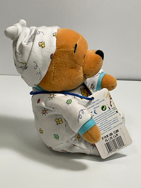 Newborn Baby Infant Winnie the Pooh Bear Vintage Mini Beanbag Beanie Plush Disney Store Collectible