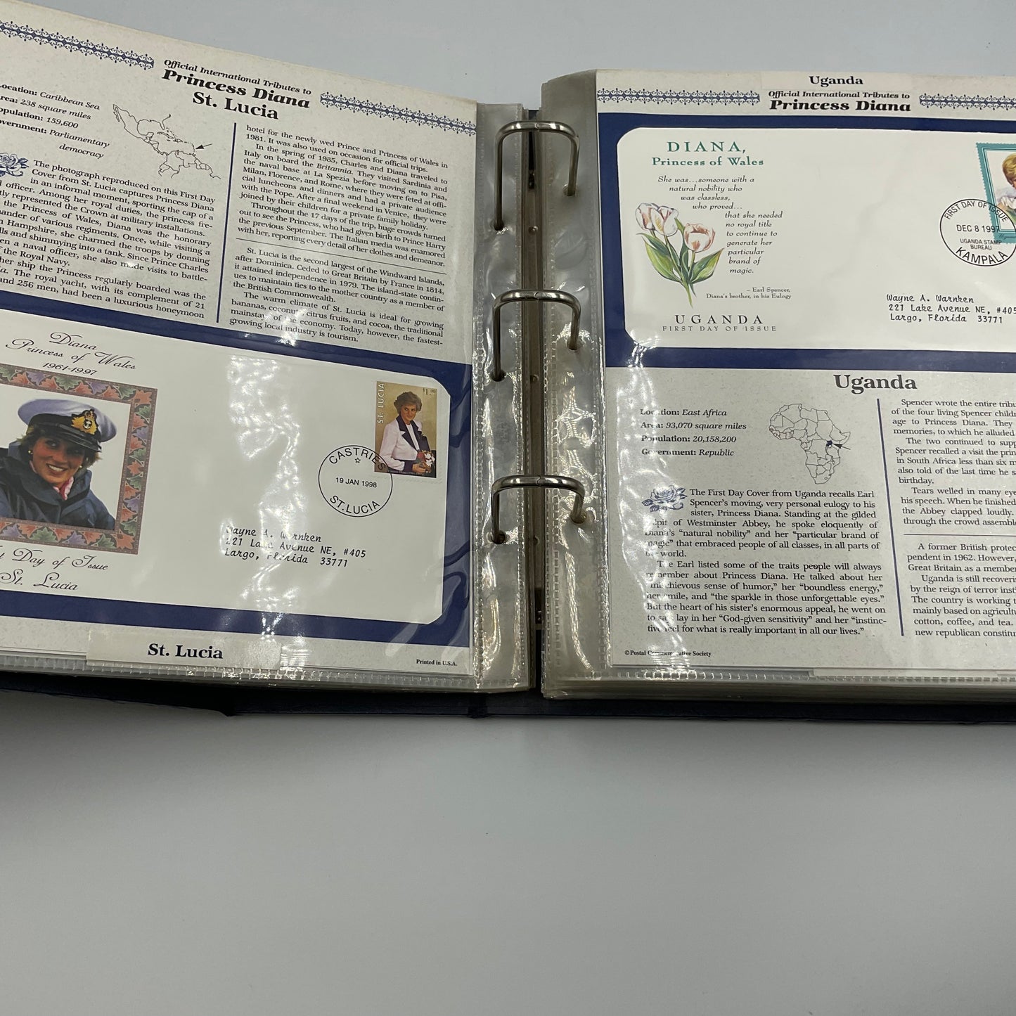 Official International Tributes to Princess Diana Stamp Album By Wayne A. Warnken