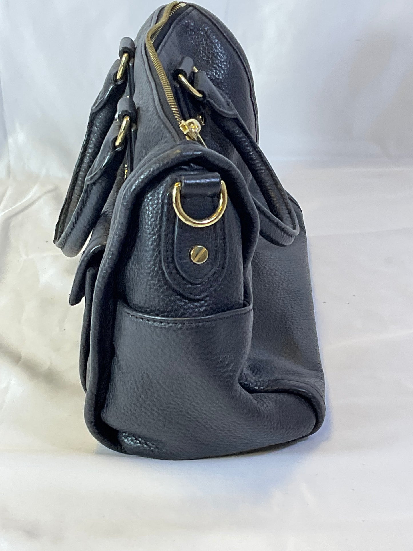 Michael Kors Margo Black Leather Shoulder Satchel Messenger Handbag