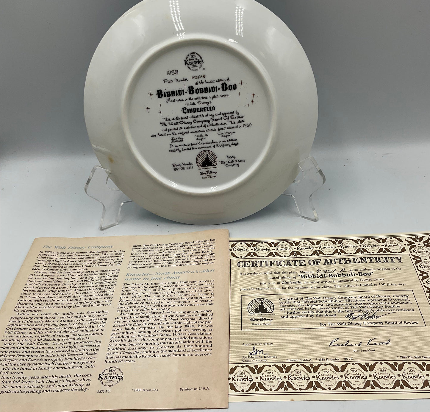 Edwin M. Knowles Fine China Disney Cinderella Collectors Plate COA Original Box