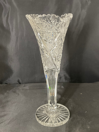 Vintage American Brilliant Period Cut Glass Trumpet Vase