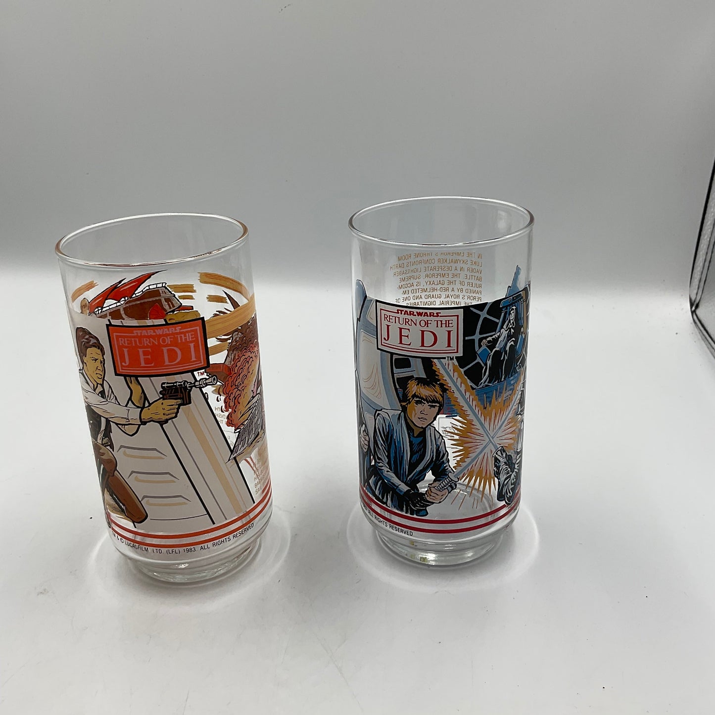 Star Wars Return of the Jedi Drinking Glasses 1983 Burger King