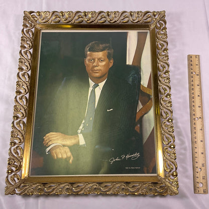 John F Kennedy Framed Photograph Color by Fabian Bachrach 16in x 13in