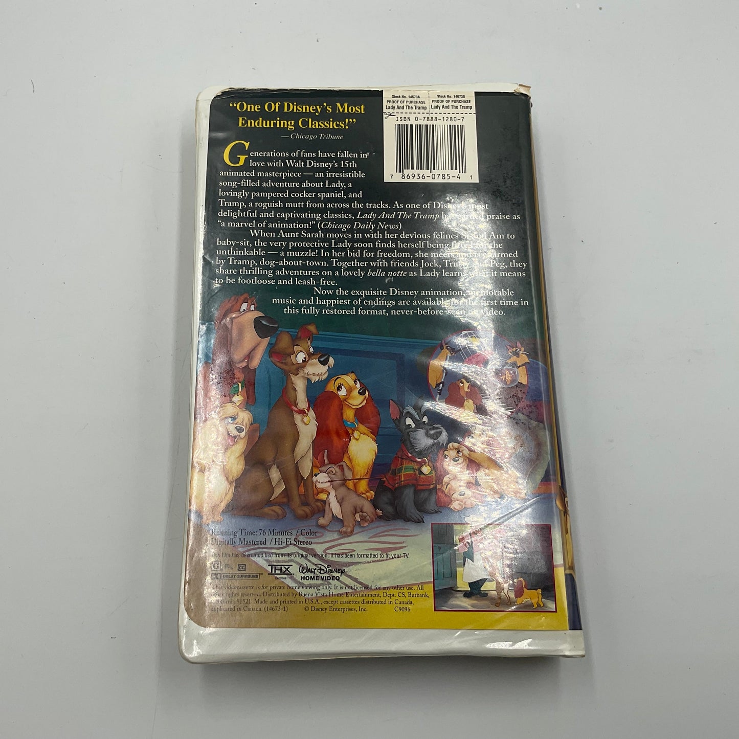 Walt Disney’s Lady and the Tramp Fully Restored VHS Tape with Clamshell Case
