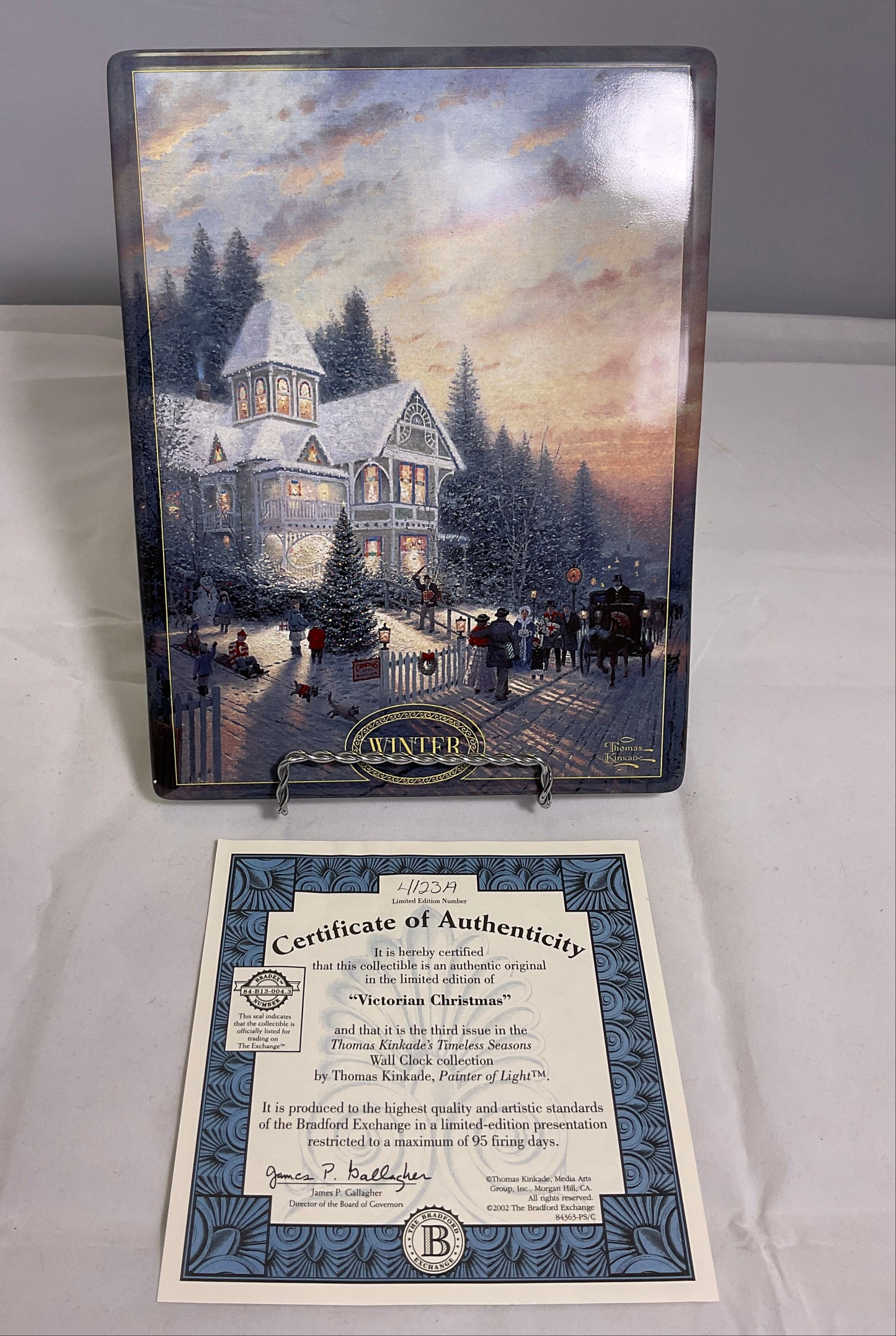 Thomas Kinkade Bradford Exchange Limited Edition Winter Victorian Christmas Ceramic Plaque