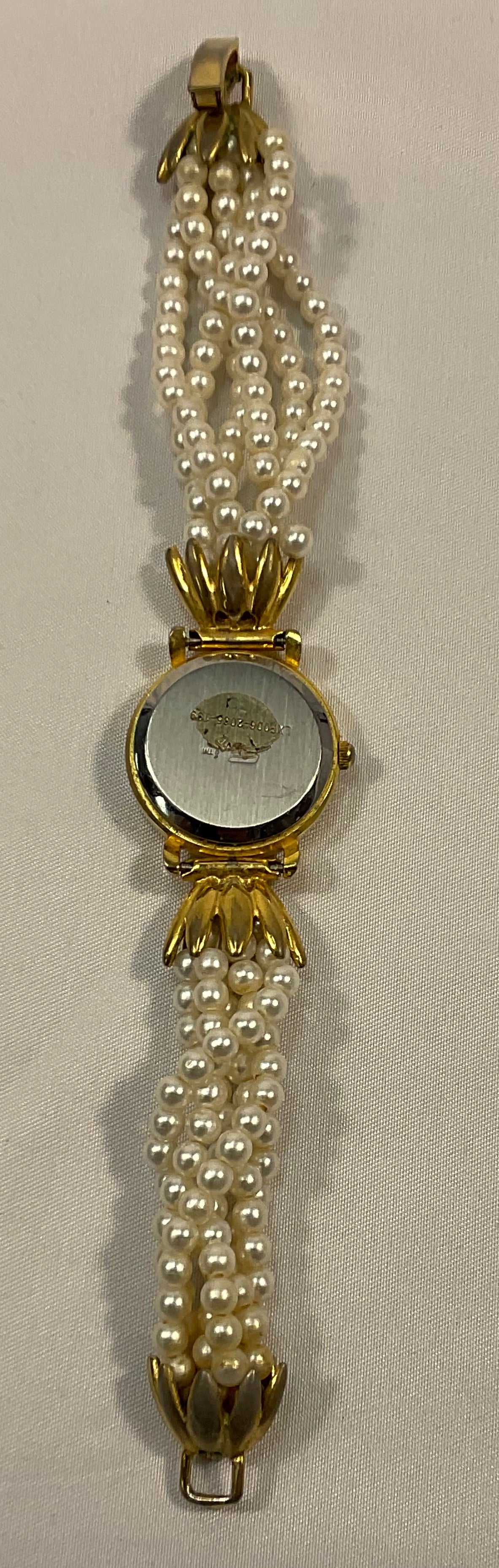 Faberge Quartz Gold Tone and Pearl Style Elegant Woman's Watch Working New Battery