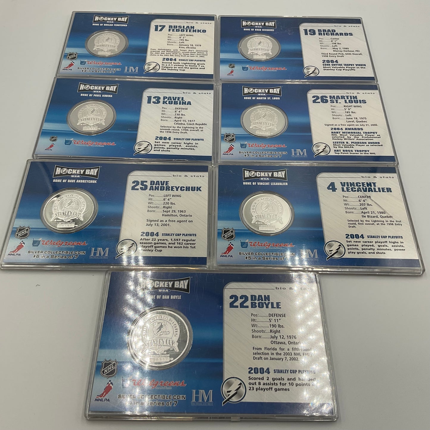2004 Highland Mint Commemorative 7 Coin Set Tampa Bay Lightning