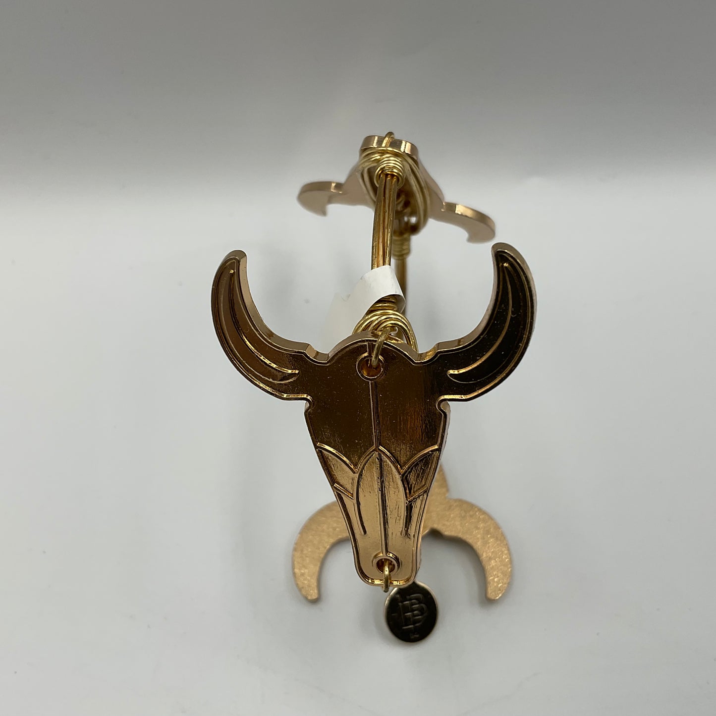 Gold Plated Wire Cuff Bracelet Steer Skull