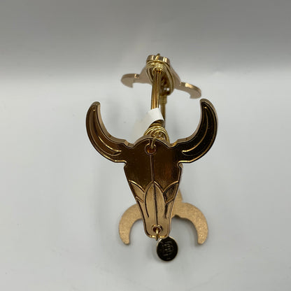Gold Plated Wire Cuff Bracelet Steer Skull