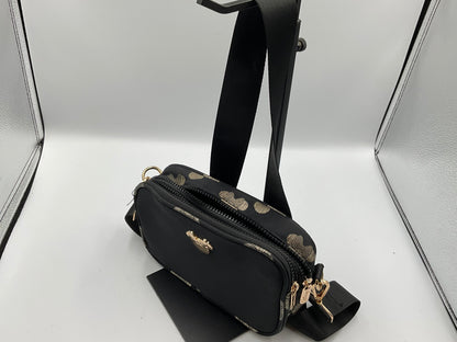 Disney Minnie Mouse Black And Gold Zipper Crossbody Belt Bag