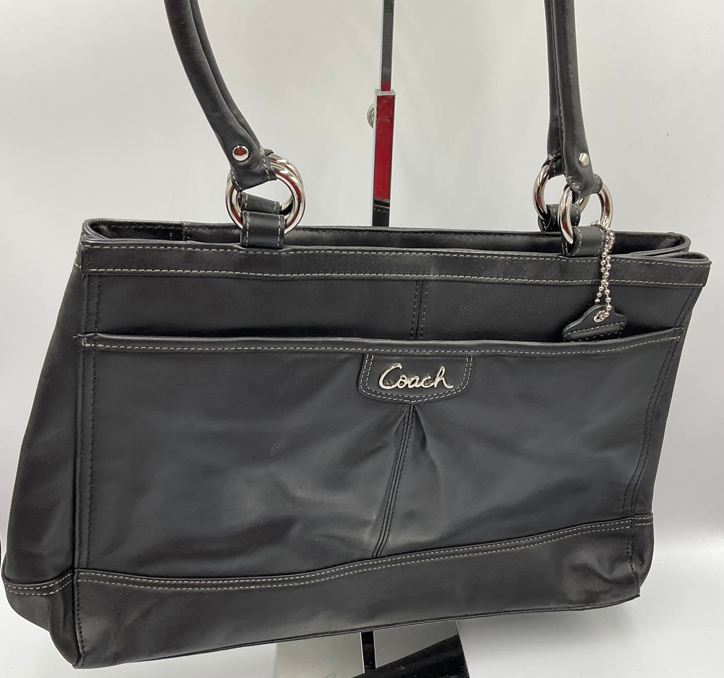 Coach Park Leather Carry All Black Silvertone Accent Hardware