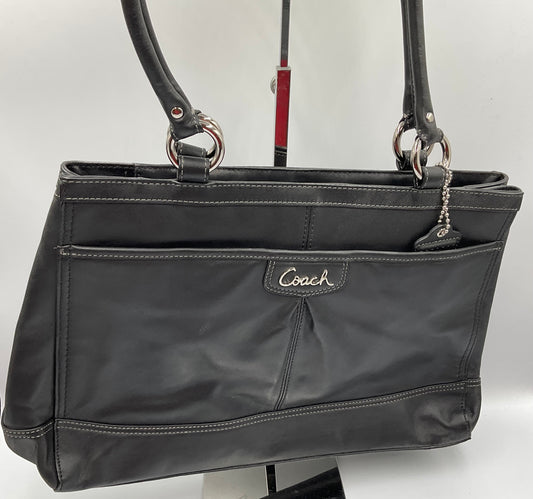 Coach Park Leather Carry All Black Silvertone Accent Hardware