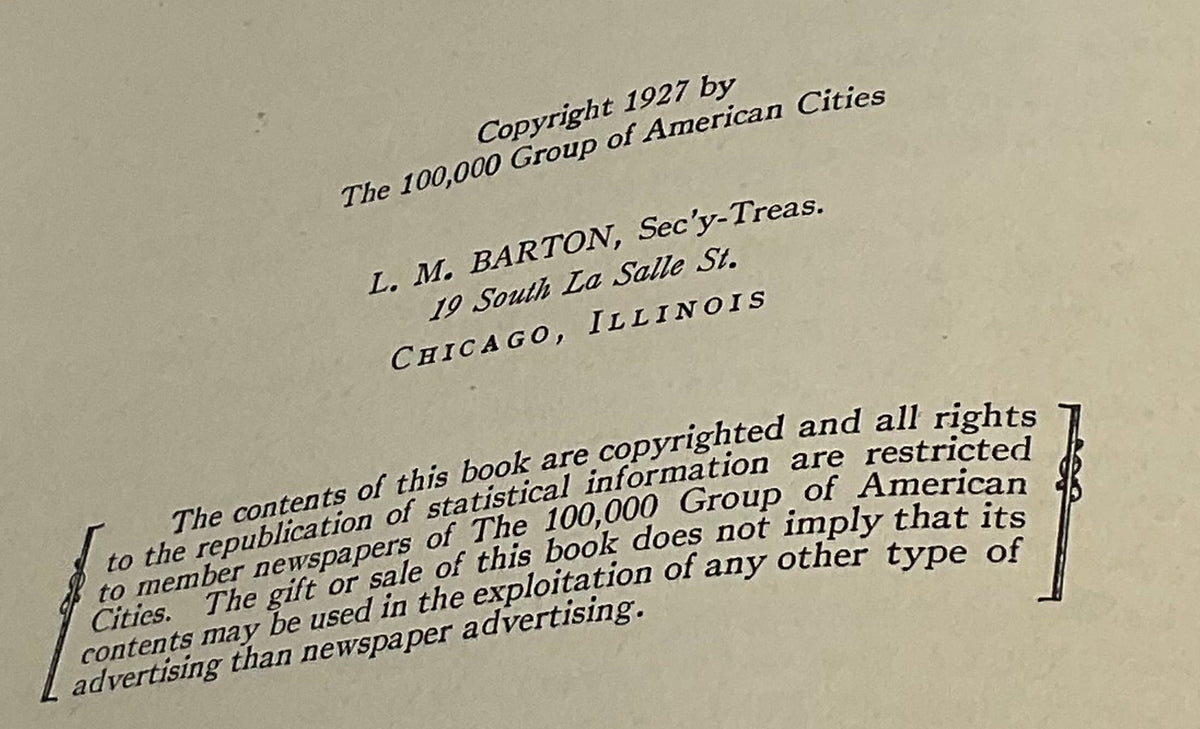 Vintage 1927 A Study of All American Markets Leslie M Barton Hardcover