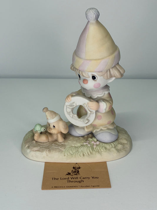 Precious Moments Vintage 1985 The Lord Will Carry You Through Hand Painted Porcelain Collectible Figurine Original Box