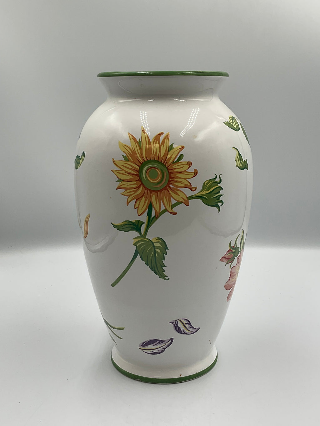 Tiffany & Co Tiffany Petals Ceramic Vase 1998 Sunflower 11" Chip On Base