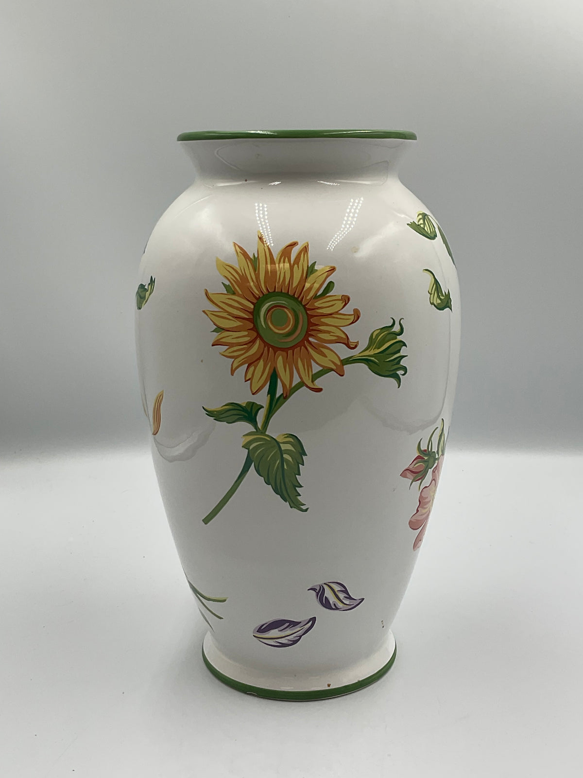 Tiffany & Co Tiffany Petals Ceramic Vase 1998 Sunflower 11" Chip On Base