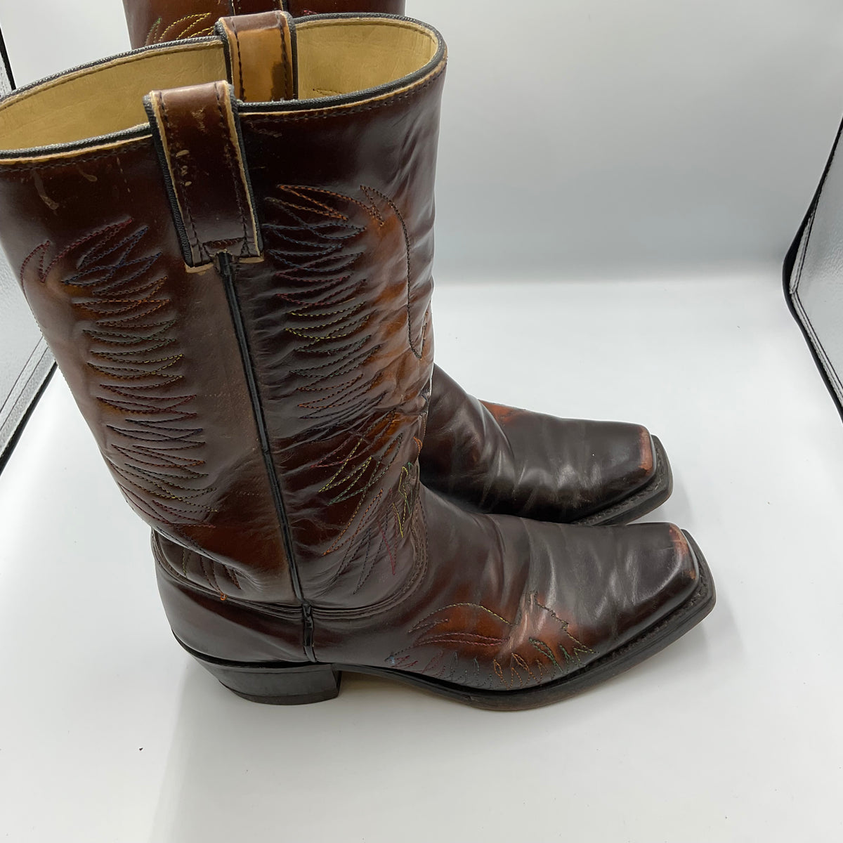 Vintage Wrangler 5630 Men's 9D Brown Leather Eagle Western Cowboy Boots