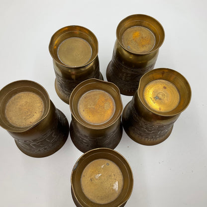 Brass Drinking Tumblers Vintage Made in India Set of 6